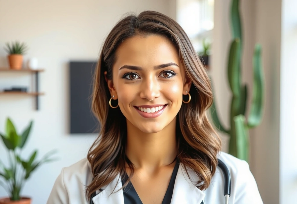 Professionelles Porträt eines freundlichen Ernährungsberaters in einer modernen Umgebung